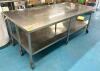 DESCRIPTION: 8' STAINLESS STEEL TABLE WITH WELDED UNDERSHELF ON CASTERS SIZE: 96"X48"X36" LOCATION: KITCHEN QTY: 1