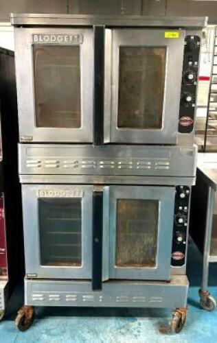 DESCRIPTION: DOUBLE-STACK CONVECTION GAS OVEN ON CASTERS BRAND/MODEL: BLODGETT LOCATION: KITCHEN QTY: 1