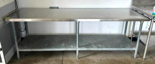 DESCRIPTION: 8' STAINLESS STEEL TABLE WITH UNDERSHELF SIZE: 96"X30"X34" LOCATION: 8TH FLOOR QTY: 1