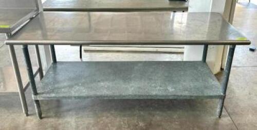 DESCRIPTION: 6' STAINLESS STEEL TABLE WITH UNDERSHELF SIZE: 72"X30"X32" LOCATION: 8TH FLOOR QTY: 1