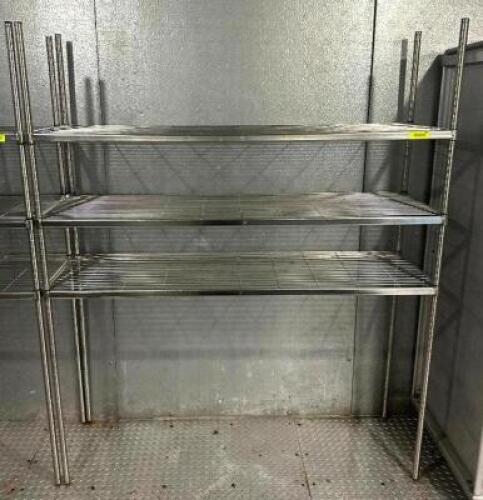 DESCRIPTION: 60" 3-TIER WIRE SHELVING UNIT SIZE: 60"X18"X72" LOCATION: KITCHEN QTY: 1