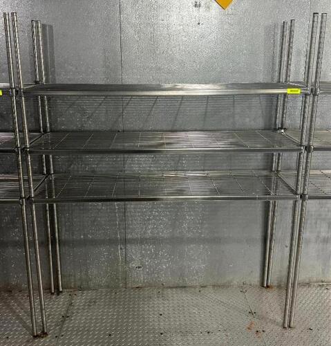 DESCRIPTION: 60" 3-TIER WIRE SHELVING UNIT SIZE: 60"X18"X72" LOCATION: KITCHEN QTY: 1