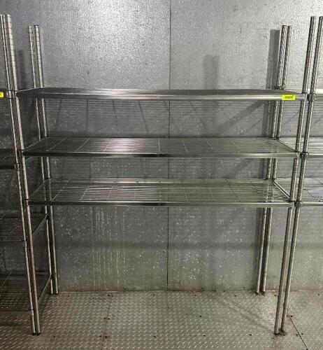 DESCRIPTION: 60" 3-TIER WIRE SHELVING UNIT SIZE: 60"X18"X72" LOCATION: KITCHEN QTY: 1