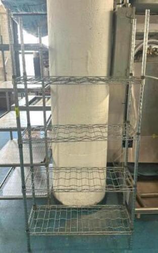 DESCRIPTION: 36" 4-TIER WIRE SHELVING UNIT SIZE: 36"X14"X74" LOCATION: KITCHEN QTY: 1
