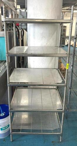DESCRIPTION: 30" 5-TIER WIRE SHELVING UNIT SIZE: 30"X24"X72" LOCATION: KITCHEN QTY: 1
