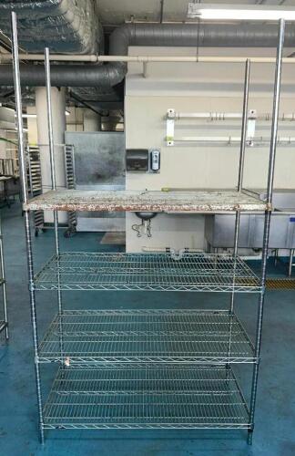 DESCRIPTION: 48" 4-TIER WIRE SHELVING UNIT SIZE: 48"X24"X86" LOCATION: KITCHEN QTY: 1