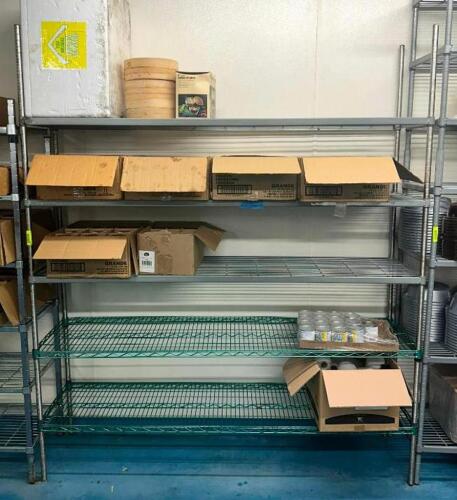 DESCRIPTION: 72" 5-TIER WIRE SHELVING UNIT SIZE: 72"X18"X84" LOCATION: KITCHEN QTY: 1