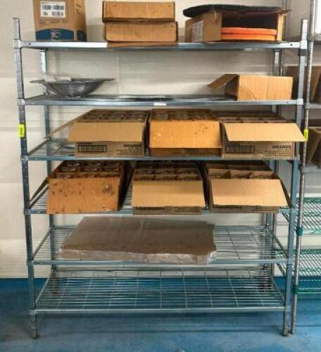 DESCRIPTION: 60" 6-TIER WIRE SHELVING UNIT SIZE: 60"X18"X72" LOCATION: KITCHEN QTY: 1