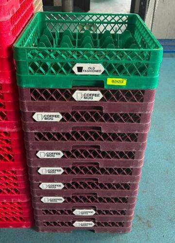 DESCRIPTION: (9) COFFEE MUG DISH RACKS AND (1) OLD FASHIONDED DISH RACK LOCATION: KITCHEN QTY: 10