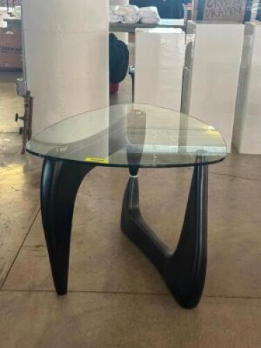 DESCRIPTION: 2 FT. GLASS TOP SIDE TABLE SIZE: 24" X 31" THIS LOT IS: ONE MONEY QTY: 1
