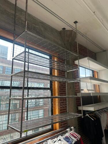 DESCRIPTION 60" X 18" CEILING MOUNTED FIVE TIER WIRE RACK LOCATION FLOOR 8 QTY 1