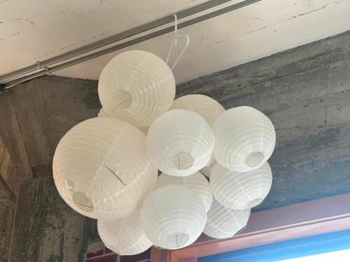 DESCRIPTION (10) 10" ROUND JAPANESE LANTERN LIGHTS. THIS LOT IS: ONE MONEY LOCATION FLOOR 8 QTY 1