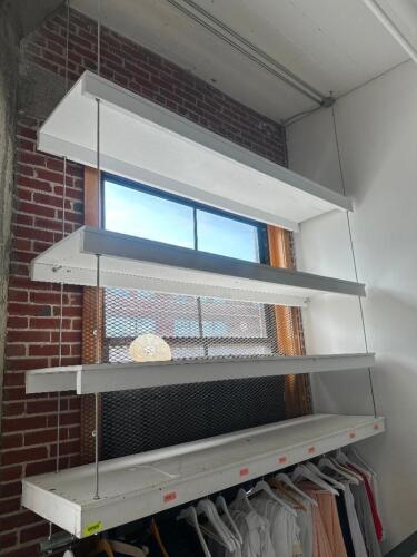 DESCRIPTION 60" X 18" CEILING MOUNTED FOUR TIER WOOD RACK LOCATION FLOOR 8 QTY 1