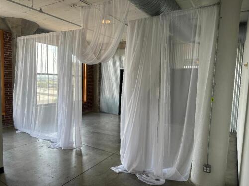 DESCRIPTION WIRE ROOM DIVIDER W/ SHEAR FABRIC DRAPE LOCATION FLOOR 7 QTY 1