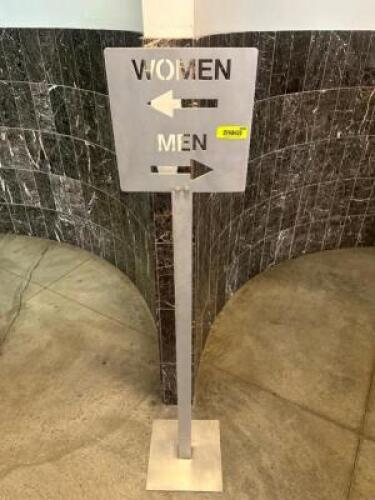 DESCRIPTION METAL MEN'S AND WOMEN'S BATHROOM SIGN STAND. ADDITIONAL INFORMATION HEAVY DUTY LOCATION FLOOR 7 QTY 1