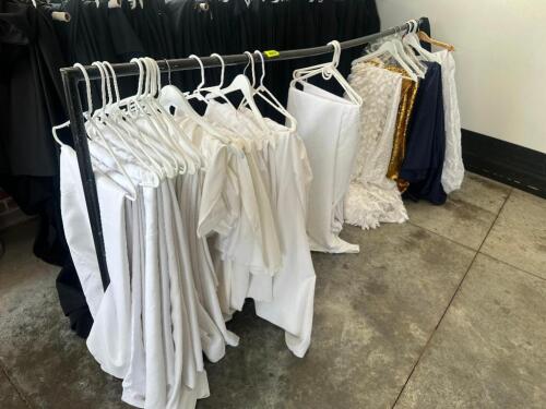 DESCRIPTION CONTENTS OF RACK (12) ASSORTED TABLE CLOTHES AND SKIRTS. THIS LOT IS: ONE MONEY LOCATION FLOOR 7 QTY 1
