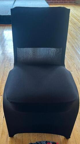 DESCRIPTION (30) BLACK LINEN CHAIR COVERS THIS LOT IS: SOLD BY THE PIECE LOCATION FLOOR 7 QTY 30