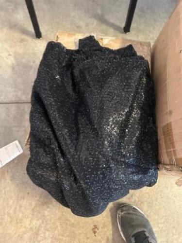 DESCRIPTION (1) BOX OF BLACK SEQUENS TABLE CLOTHS THIS LOT IS: ONE MONEY LOCATION FLOOR 6 QTY 1