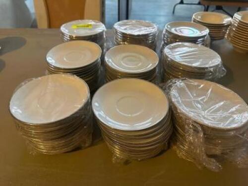 DESCRIPTION (108) CHINA SAUCERS THIS LOT IS: ONE MONEY LOCATION SECOND BUILDING QTY 1
