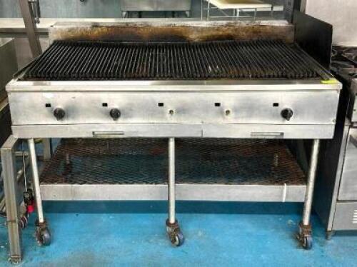 DESCRIPTION: 5-BURNER GAS CHARBROILER ON CASTERS BRAND/MODEL: SOUTHBEND SCL-60 SIZE: 60" LOCATION: KITCHEN QTY: 1