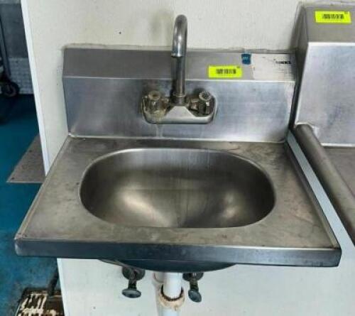 DESCRIPTION: WALL MOUNT STAINLESS HAND SINK SIZE: 19"X15" LOCATION: KITCHEN QTY: 1
