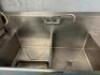 DESCRIPTION: 2-COMPARTMENT STAINLESS STEEL SINK WITH DOUBLE DRAINBOARDS INFORMATION: 26.5"X24"X14" COMPARTMENTS SIZE: 106" LOCATION: KITCHEN QTY: 1 - 3