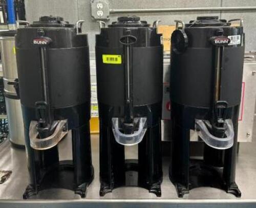DESCRIPTION: (3) 1.5 GALLON THERMAL COFFEE URNS BRAND/MODEL: BUNN LOCATION: KITCHEN QTY: 3