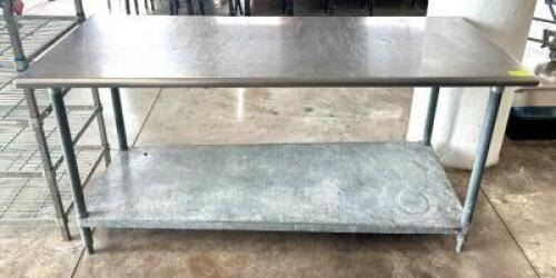 DESCRIPTION: 6' STAINLESS STEEL TABLE WITH UNDERSHELF SIZE: 72"X30"X35" LOCATION: 7TH FLOOR QTY: 1