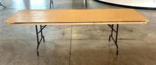 DESCRIPTION: 8' FOLDING BANQUET TABLE INFORMATION: MINOR DAMAGE AROUND EDGES - SEE PHOTOS SIZE: 96"X30" LOCATION: 7TH FLOOR QTY: 1