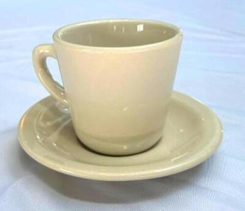 DESCRIPTION: (32) COFFEE CUPS WITH SAUCER AND (2) GLASS RACKS LOCATION: 6TH FLOOR QTY: 32