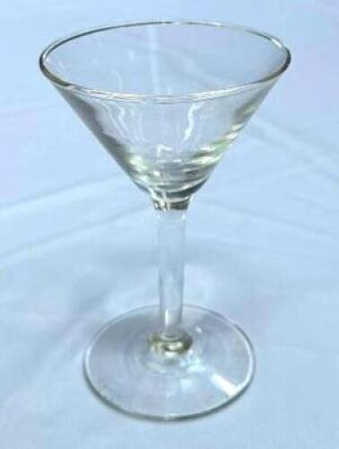 DESCRIPTION: (25) MARTINI GLASSES WITH GLASS RACK LOCATION: 1ST FLOOR QTY: 25