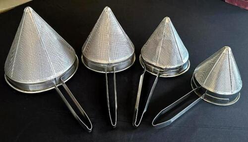 DESCRIPTION: (4) ASSORTED SIZED CHINA CAP STRAINERS LOCATION: 6TH FLOOR QTY: 4