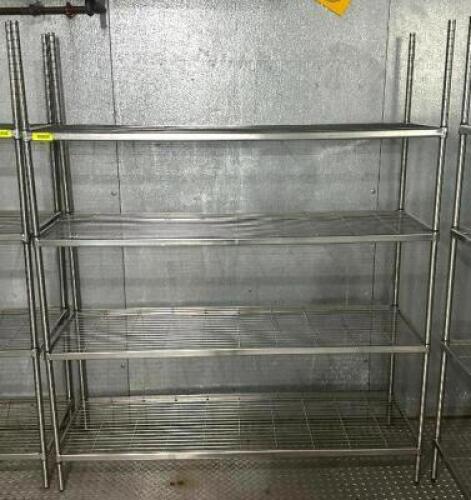 DESCRIPTION: 60" 4-TIER WIRE SHELVING UNIT SIZE: 60"X18"X72" LOCATION: KITCHEN QTY: 1