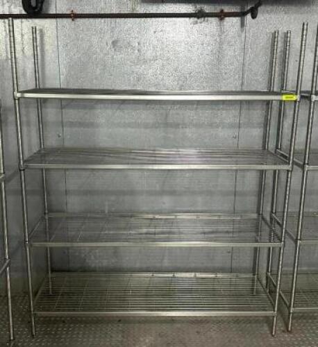 DESCRIPTION: 60" 4-TIER WIRE SHELVING UNIT SIZE: 60"X18"X72" LOCATION: KITCHEN QTY: 1