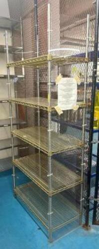 DESCRIPTION: 36" 5-TIER WIRE SHELVING UNIT SIZE: 36"X18"X84" LOCATION: KITCHEN QTY: 1