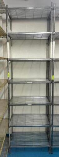 DESCRIPTION: 30" 7-TIER WIRE SHELVING UNIT SIZE: 30"X18"X108" LOCATION: KITCHEN QTY: 1