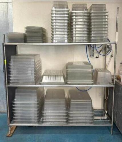 DESCRIPTION: 72" 3-TIER WIRE SHELVING UNIT SIZE: 72"X24"X68" LOCATION: KITCHEN QTY: 1
