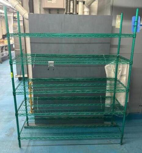 DESCRIPTION: 60" 5-TIER WIRE SHELVING UNIT SIZE: 60"X18"X72" LOCATION: KITCHEN QTY: 1