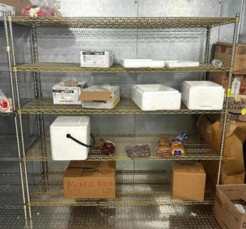DESCRIPTION: 72" 5-TIER WIRE SHELVING UNIT SIZE: 72"X24"X72" LOCATION: KITCHEN QTY: 1