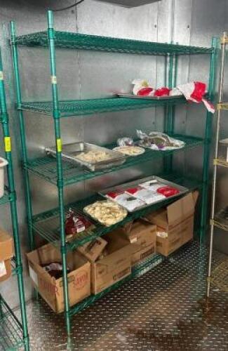 DESCRIPTION: 60" 5-TIER WIRE SHELVING UNIT SIZE: 60"X18"X72" LOCATION: KITCHEN QTY: 1