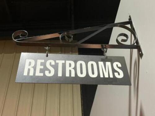 RESTROOM SIGN W/ METAL BRACKET.