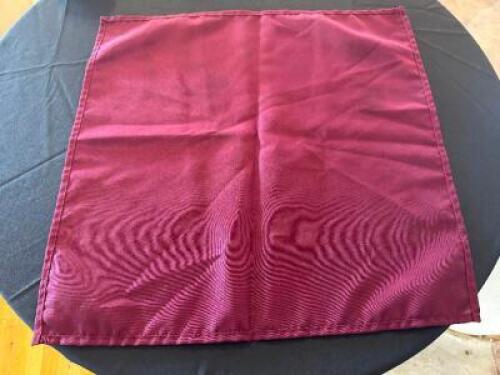 DESCRIPTION (209) 18" X 18" MAROON LINEN NAPKINS THIS LOT IS: SOLD BY THE PIECE LOCATION FLOOR 6 QTY 106