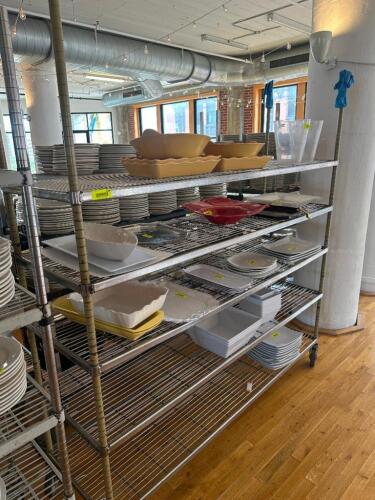 DESCRIPTION 72" X 24" FIVE TIER WIRE RACK ADDITIONAL INFORMATION ON CASTERS. CONTENTS ARE NOT INCLUDED LOCATION FLOOR 6 QTY 1