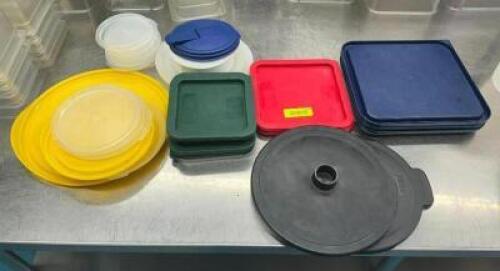 DESCRIPTION: ASSORTED INGREDIENTS BIN LIDS AS SHOWN LOCATION: KITCHEN QTY: 1