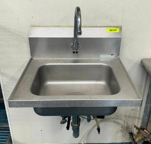 DESCRIPTION: WALL MOUNT STAINLESS HAND SINK SIZE: 20"X17" LOCATION: KITCHEN QTY: 1