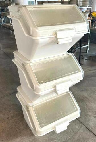 DESCRIPTION: (3) STACKABLE SHELF INGREDIENTS BINS BRAND/MODEL: RUBBERMAID LOCATION: 1ST FLOOR QTY: 3