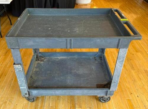 DESCRIPTION: 2-TIER PLASTIC UTILITY CART SIZE: 36"X24"X34" LOCATION: 6TH FLOOR QTY: 1
