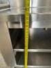 DESCRIPTION: 6' STAINLESS TABLE WITH 2-TIER ENCLOSED SHEVES WITH BACKSPLASH AND DRAIN SIZE: 72"X30"X35" LOCATION: 6TH FLOOR QTY: 1 - 4