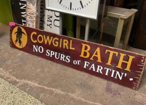 47" X 9" COWGIRL SIGN, WOOD