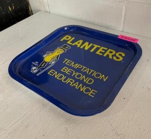 14" X 14" PLANTERS PEANUTS TRAY, BLUE